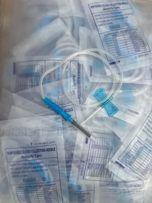 İki Kanatlı Yumuşak Mavi Kan Alma Kelebek İğne 23G EO Gaz Sterilizasyonu