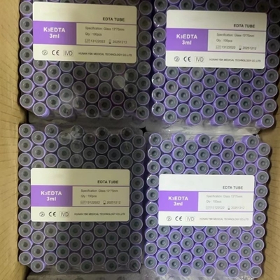 Radyasyon Sterilize Vakum EDTA Kan Alma Tüpü 3ml 13 * 75mm Cam Test Tüpü