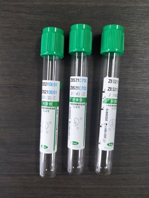 Yeşil Kapak 2ml-10ml Sodyum Heparin Tıbbi Kan Toplama Teste Tüpleri