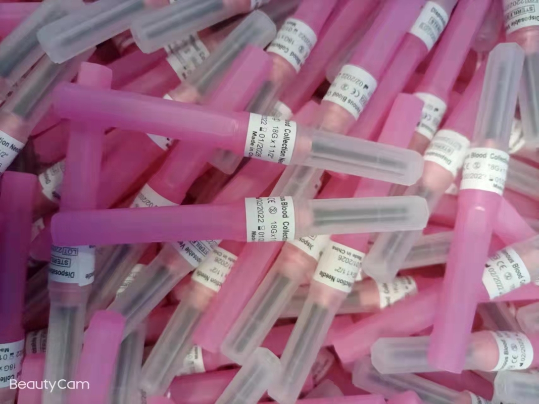 18G Pembe Kalem Tipi Kan Alma İğnesi Çoklu Numune EO Gaz Sterilizasyonu