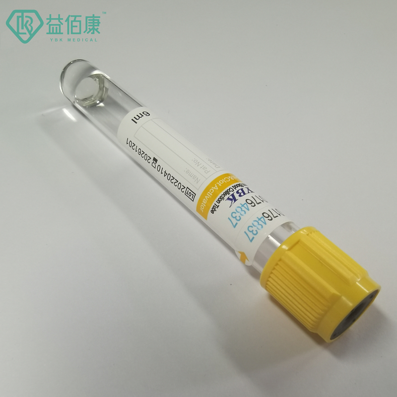Kan Toplama 13 * 100mm için Tek Kullanımlık 6ml Plastik Jel Pıhtı Aktivatör Tüpü