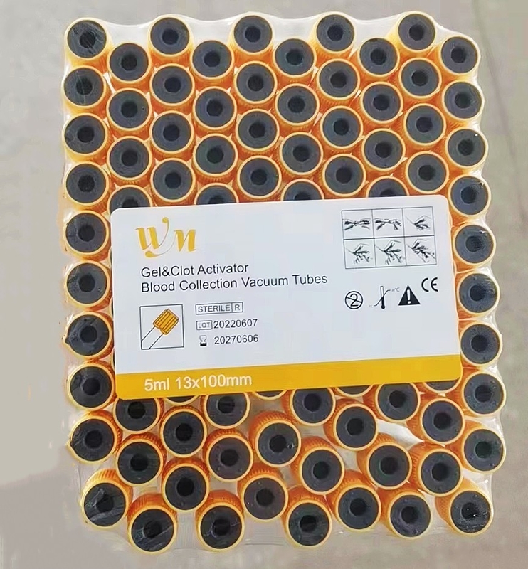 6ml Sarı Jel Ayırma Jeli Ve Pıhtı Aktivatörü Kan Testi Tüpü 13 * 100mm