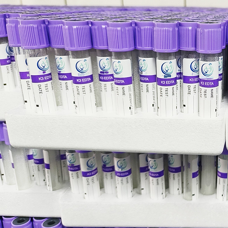 Mor Kapaklı Vakumlu EDTA'lı Kan Alma Tüpü K3 EDTA 3.2mg/ml Plastik Test Tüpü