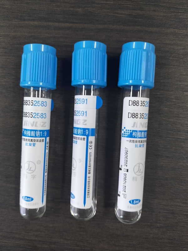 Laboratuvar testi Sodyum sitrat vakum kan toplama PT tüp mavi üstlü