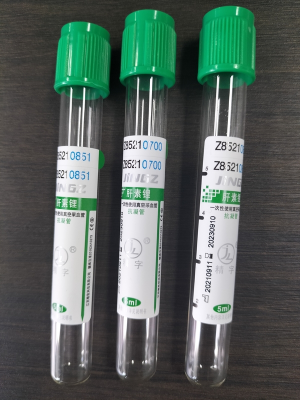 Yeşil Kapak 2ml-10ml Sodyum Heparin Tıbbi Kan Toplama Teste Tüpleri